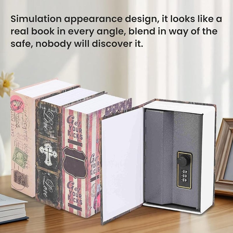 Route 66 Style Simulation Book Safe Box with Combination Lock for Home Office Storage - Image 5