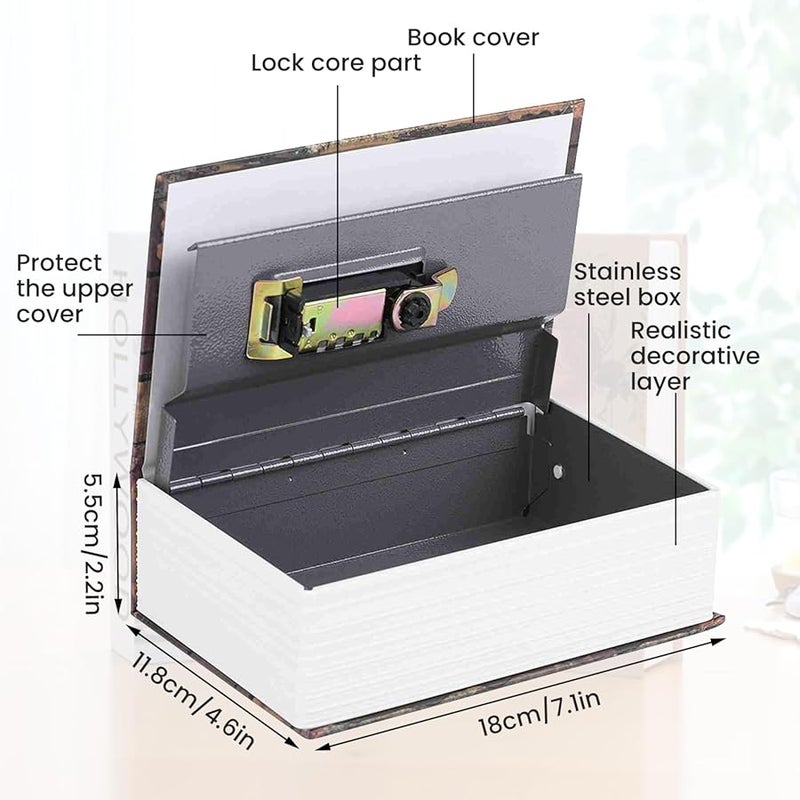 Route 66 Style Simulation Book Safe Box with Combination Lock for Home Office Storage - Image 3