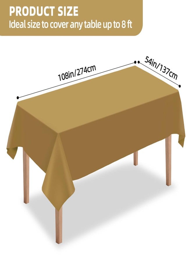 DaiUni 6PCS Gold Plastic Disposable Table Cloths for Parties 54" x 108", Rectangle Party Tablecloths Plastic Table Covers - Image 2