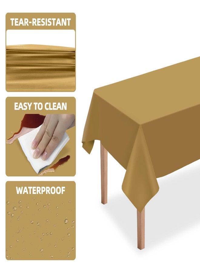 DaiUni 6PCS Gold Plastic Disposable Table Cloths for Parties 54" x 108", Rectangle Party Tablecloths Plastic Table Covers - Image 3