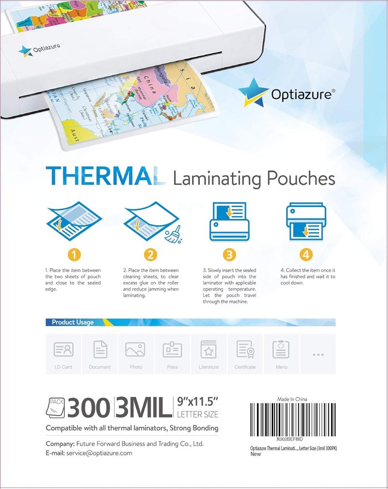 Optiazure أكياس الترقق الحراري 9"x11.5" بوصة، 3 مل 300 عبوة، شفافة، حجم خطاب - Image 5