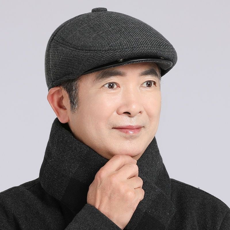 Winter Men'S Middle-Aged And Elderly Warm Ear Protector Old Head Cap Forward Cap Cap Mink Blended Beret Grandpa Cap - Image 4