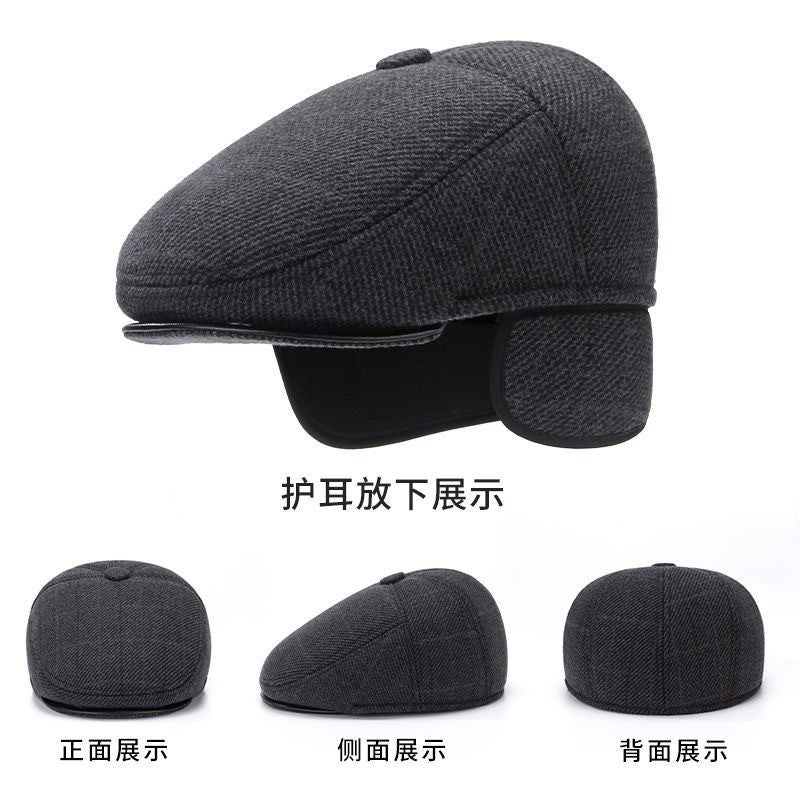Winter Men'S Middle-Aged And Elderly Warm Ear Protector Old Head Cap Forward Cap Cap Mink Blended Beret Grandpa Cap - Image 5
