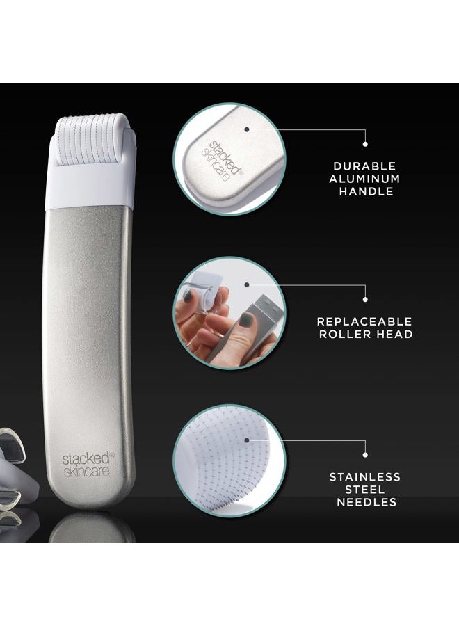 StackedSkincare Stacked Skincare Microneedling Roller, Gently Exfoliates to Promote a Vibrant, Even Complexion, Includes 1 Handle and 1 Roller Head - Image 3