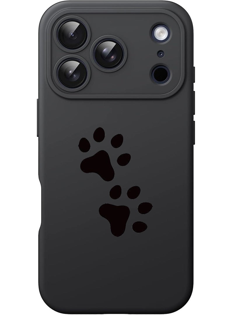 Theodor Protective Slim Fit Case Liquid Silicone Cover with Full Body Protection Anti-Scratch Shockproof Case For Apple iPhone 17 Pro Max (Black) Paw - Image 1