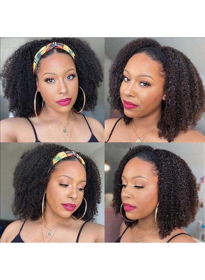 ISEE Wear and Go Mongolian Afro Kinky Curly Headband Wig Human Hair 200% Density Afro Wigs for Black Women Human Hair Natural Curls Grade 10A Glueless Human Hair Wigs (18 Inch) - Image 4