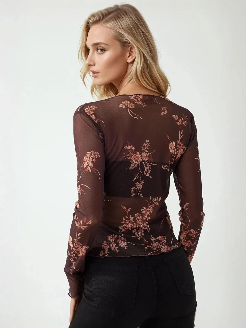 HICCUP Patterned Crew Neck Top