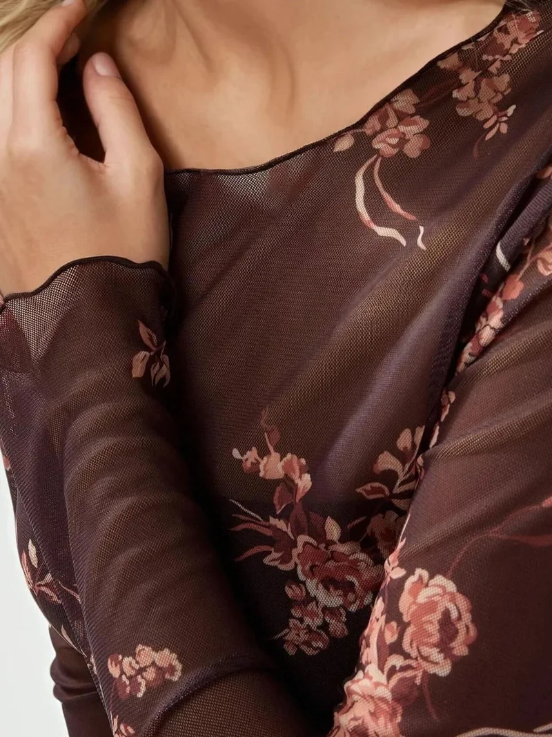 HICCUP Patterned Crew Neck Top