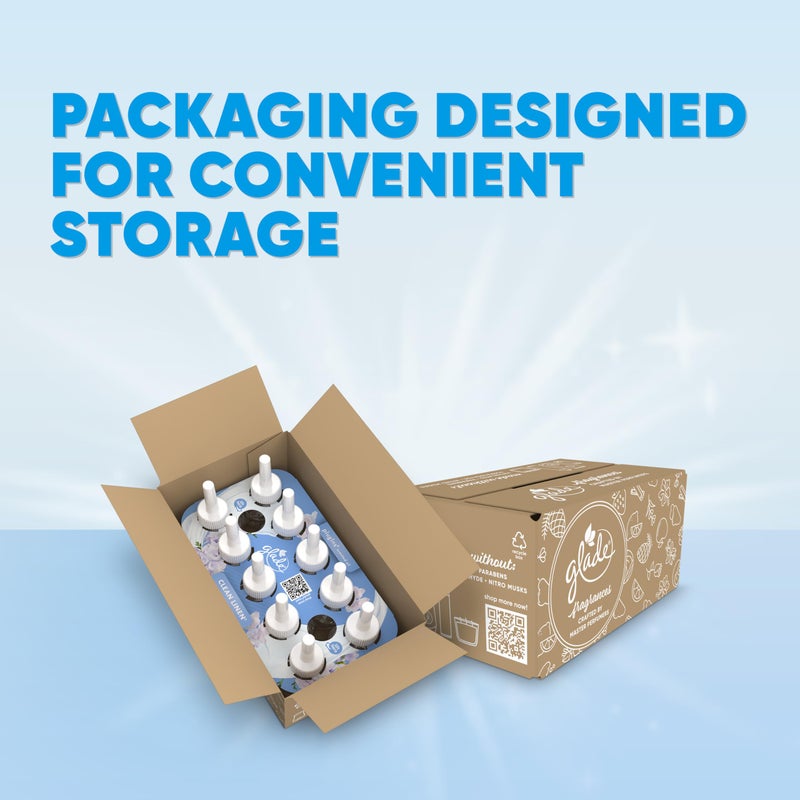 Glade PlugIns Refills Air Freshener, Scented and Essential Oils for Home and Bathroom, Clean Linen, 6.7 Fl Oz, 10 Count (Packaging May Vary) - Image 2