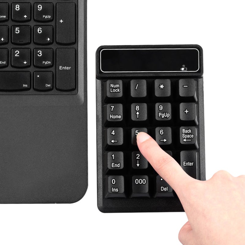 2.4Ghz Wireless Numeric Keypad Mechanical Feel Number Pad Keyboard 19 Keys w/ USB Receiver Water-proof for Laptop Desktop PC Notebook Black - Image 3