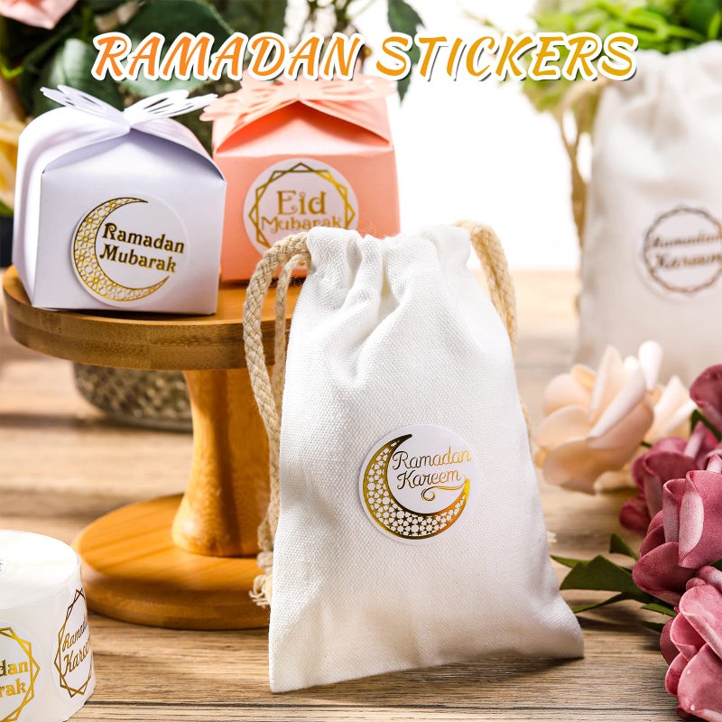 Nezyo 600 Pieces Ramadan Mubarak Stickers Eid Islamic Kareem Wall Window Stickers Ramadan Envelopes Gift Bags Labels for Eid Party Decorations(Simple Style) - Image 2