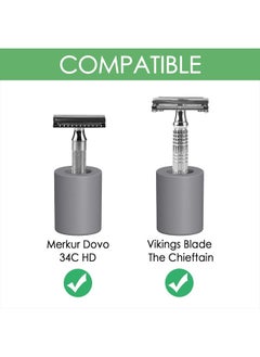 Linkidea 2 Pack Safety Razor Stand, Opening Dia 0.8" (2.2cm) Diatomite Men's Shaving Razor Holder for Bathroom Countertops, Compatible with Vikings, Merkur Double Edge Safety Razor (Grey)  - Image 2