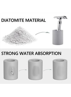 Linkidea 2 Pack Safety Razor Stand, Opening Dia 0.8" (2.2cm) Diatomite Men's Shaving Razor Holder for Bathroom Countertops, Compatible with Vikings, Merkur Double Edge Safety Razor (Grey)  - Image 3