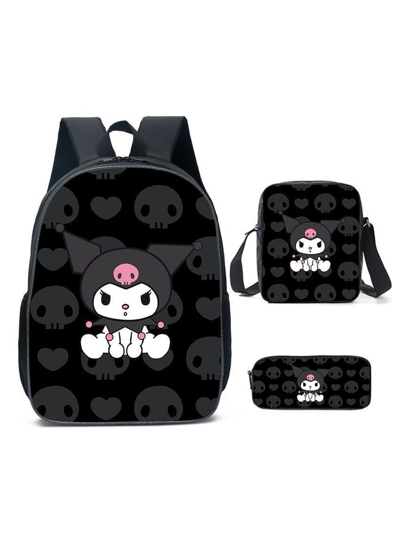 عام حقيبة ظهر ثلاثية القطع، حقيبة كرمى، حقيبة كبيرة بسعة واسعة مع حقيبة غداء وعلبة أقلام لمحبي الأولاد والبنات.