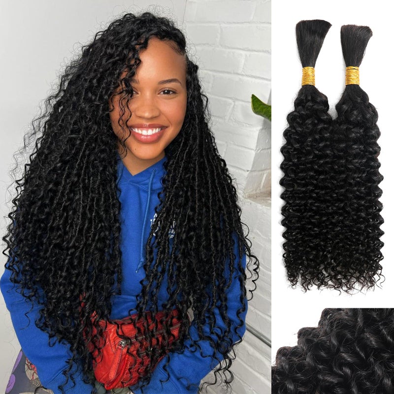 YNiSew 100 Percent Human Braiding Hair For Boho Braids Curly Human Hair Braiding Hair Full Bulk Human Hair For Braiding Wet Wavy 100g 2 Bundles No Weft Micro Braiding Hair Human Hair Extensions YNiSew - Image 1
