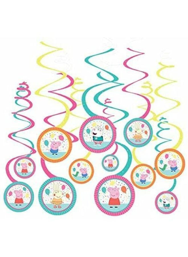 Amscan Peppa Pig Party Hanging Swirls | Multicolor | Decoration | 12 Pcs. - Image 2