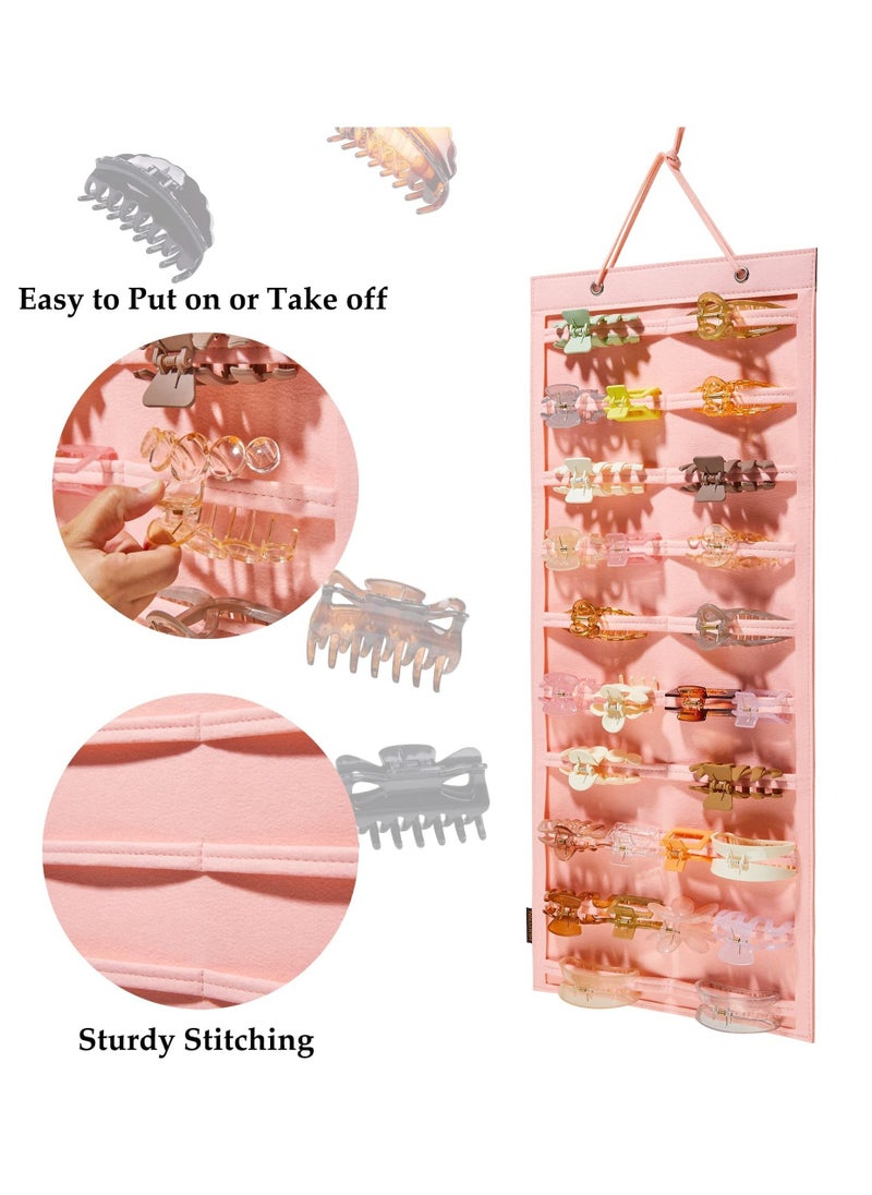 Excefore Hanging Claw Clip Organizer, Large Claw Clip Holder Organizer, Wall-Mount Hair Claw Stand Display Holder, Claw Clips Holder and Storage for Lady Women Teen Girls (Pink)  - Image 3