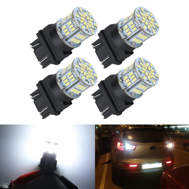 iFunyLED 4PCS 3157 لمبة LED ضوء الرجوع للخلف 12V24V سوبر برايت 3156 3056 3057 3047 4157 مجموعة استبدال ضوء للسيارة ضوء الرجوع للخلف ضوء الذيل ضوء الفرامل إشارة الانعطاف أبيض زينون