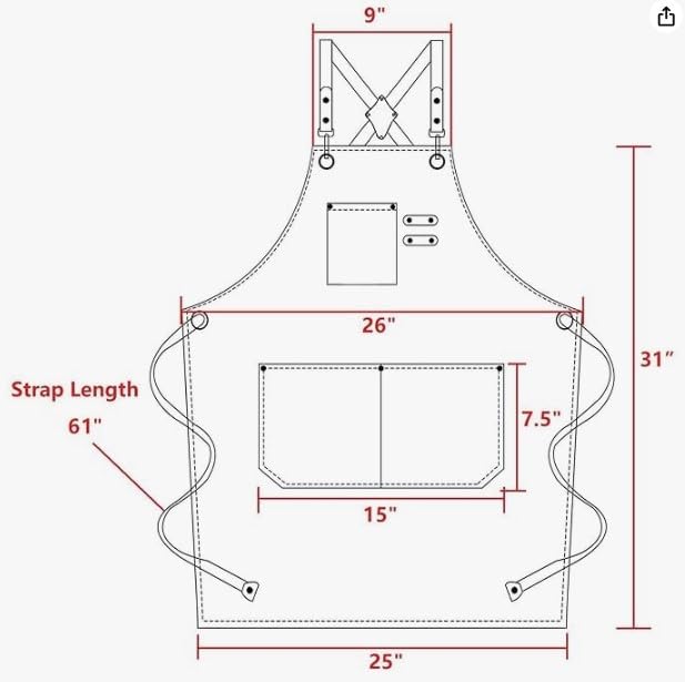Priti Chef Aprons for Men Women with Large Pockets, Cotton Canvas Cross Back Heavy Duty Adjustable Work Apron, Size M to XXL - Image 2