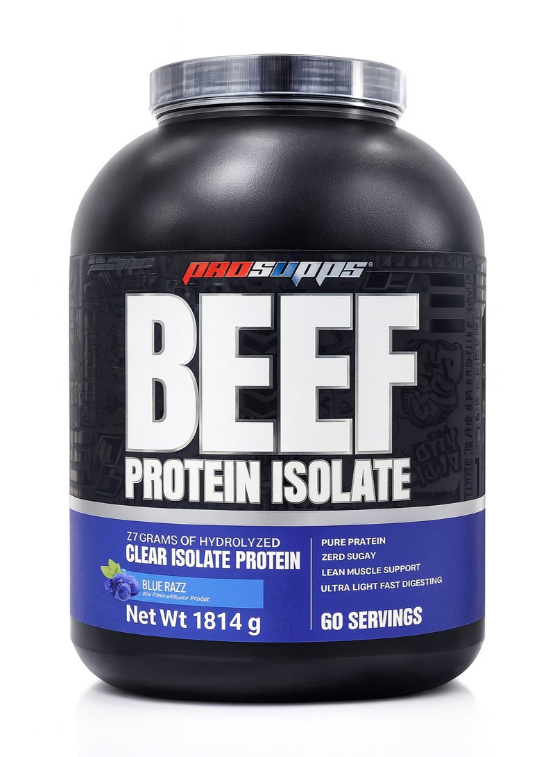 ProSupps Beef Protein Isolate – Hydrolyzed Clear Protein Powder, Blue Razz Flavor, 1814g – 27g Protein per Serving, Zero Sugar, Fast-Digesting, 60 Servings - Image 1