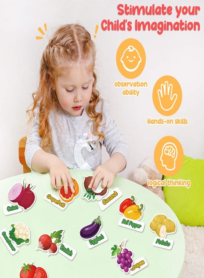 AKAYOK 90 Pcs Vegetables & Fruits Felt Board Story Pieces Set for Toddlers, Preschool & Kindergarten, Precut Felt Food Set for Kids Preschool Learning Activities - Image 4
