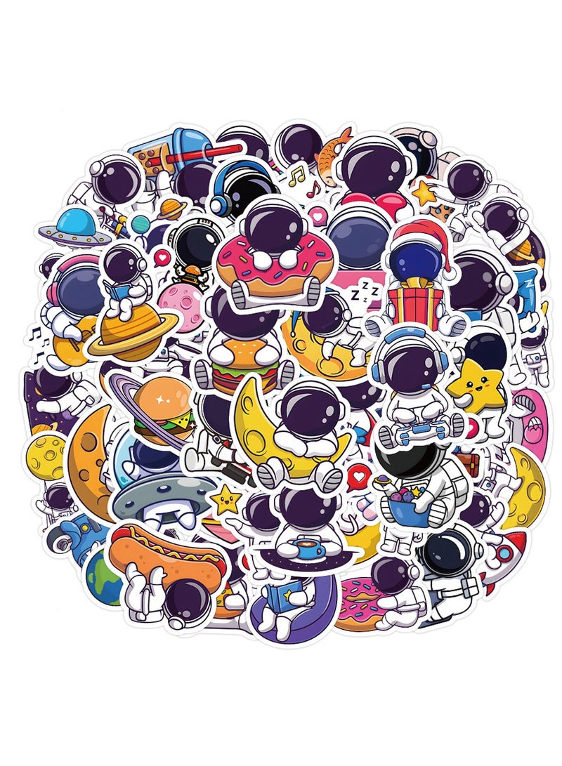 قوس قزح أورينبو مجموعة ملصقات رائد فضاء مكونة من 60 قطعة من ملصقات زجاجات المياه اللطيفة هدايا للأطفال والأولاد والمراهقين ملصقات فينيل مقاومة للماء لزجاجات المياه والكمبيوتر المحمول ودفتر القصاصات والمجلات - Image 1