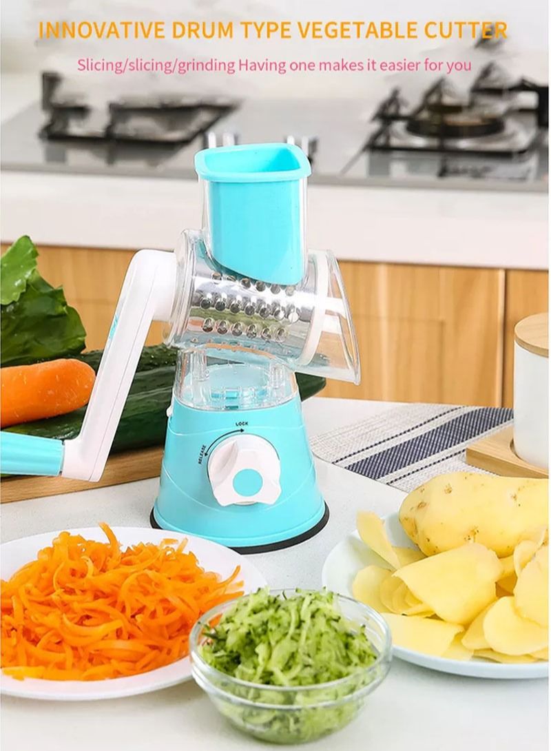 AGD Portable 3-in-1 Vegetable Slicer Set for Fruits, Vegetables, Cheese and Nuts / blue - Image 2
