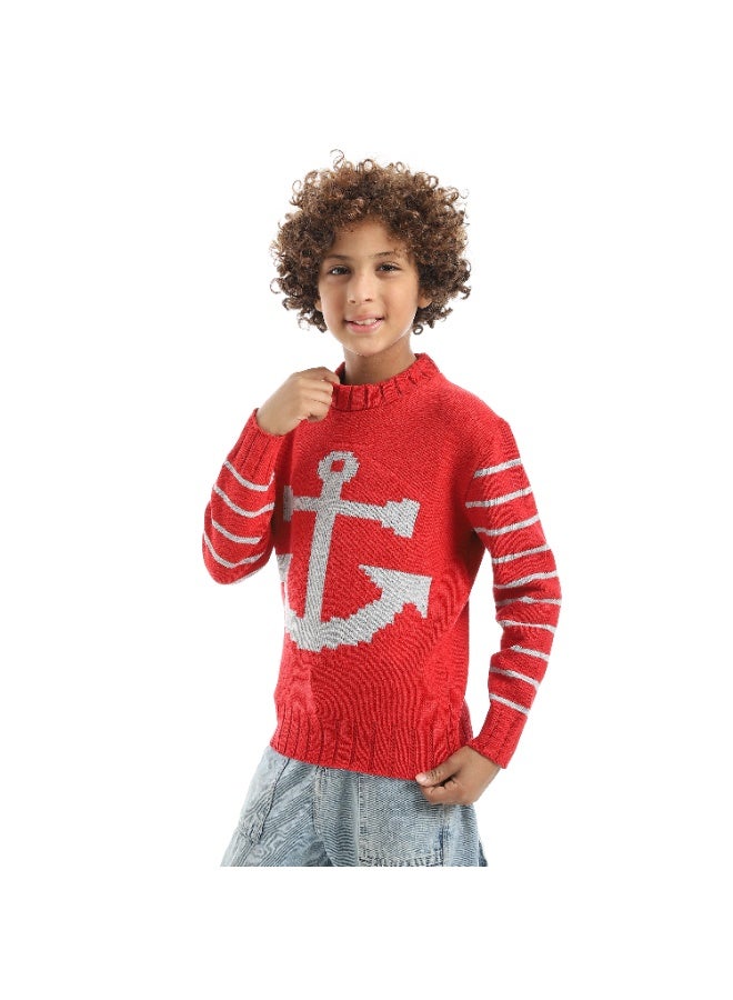Caesar Boys Knit Pullover – Bright Red - Image 1
