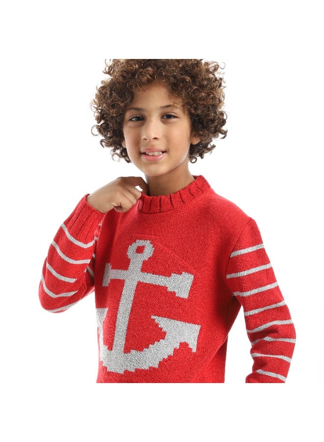 Caesar Boys Knit Pullover – Bright Red - Image 4