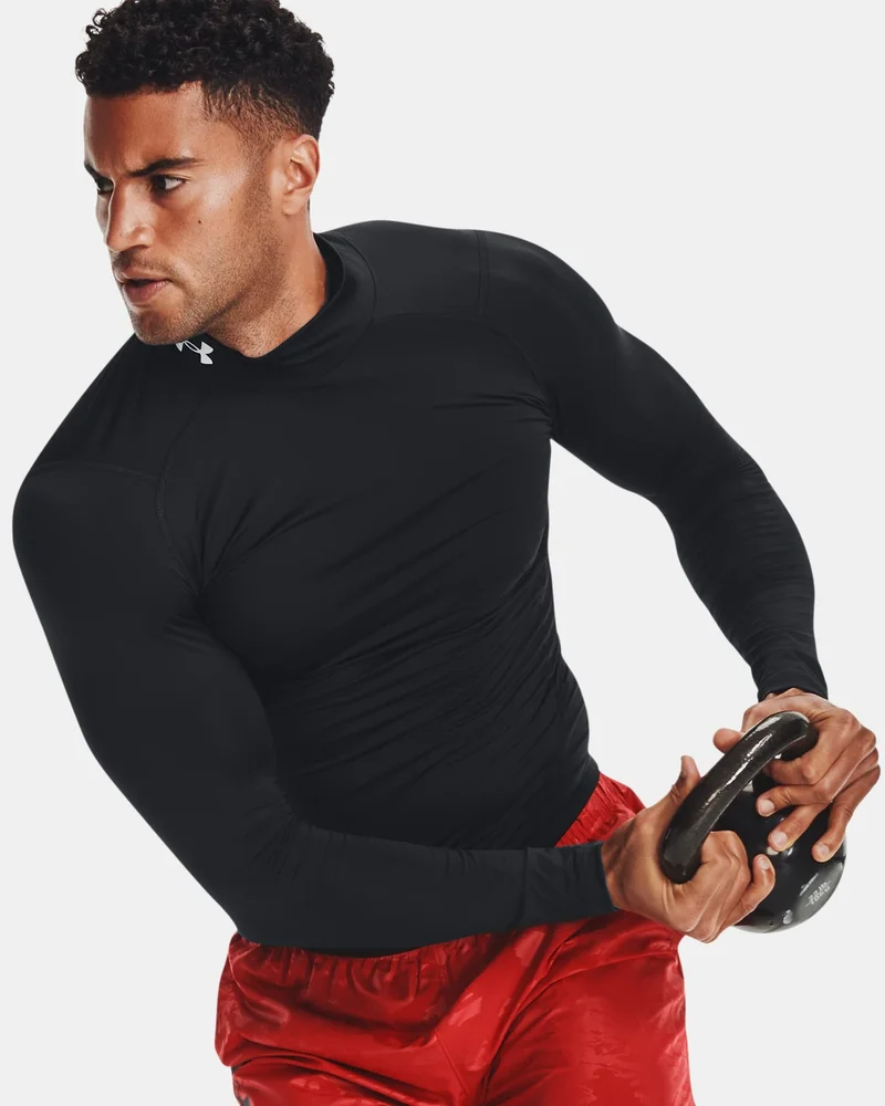 Under Armour Black Men's HeatGear® Mock Long Sleeve T-Shirt for Men | Best Price UAE