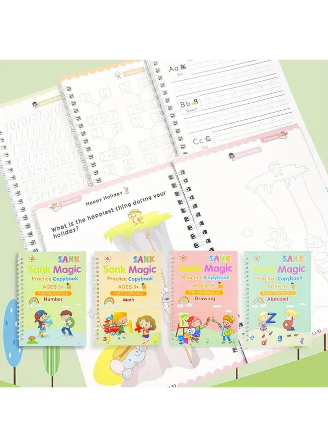 Magic Practice Copybook 4 Pack Reusable Ink Pens Disappearing Writing Educational Gift - Image 5