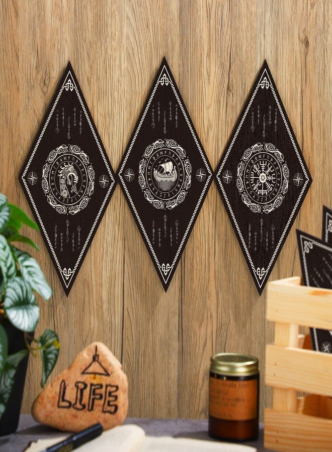 Nuenen 6 Pcs Nordic Vikings Wood Sign Celtic Drakkar Rune Wall Decor Scandinavian Vikings Boat Hanging Wooden Signs Mediaeval Wall Plaque for Christmas Home Kitchen Mythology Runes Artwork Pagan Gifts - Image 1