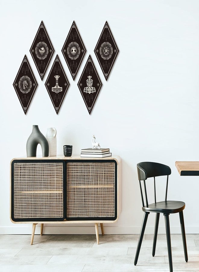 Nuenen 6 Pcs Nordic Vikings Wood Sign Celtic Drakkar Rune Wall Decor Scandinavian Vikings Boat Hanging Wooden Signs Mediaeval Wall Plaque for Christmas Home Kitchen Mythology Runes Artwork Pagan Gifts - Image 4