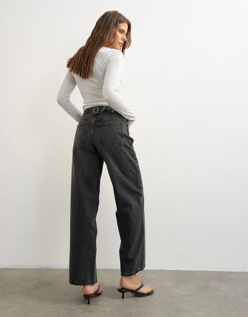 Topshop Low Rise Wide Leg Denim Jeans