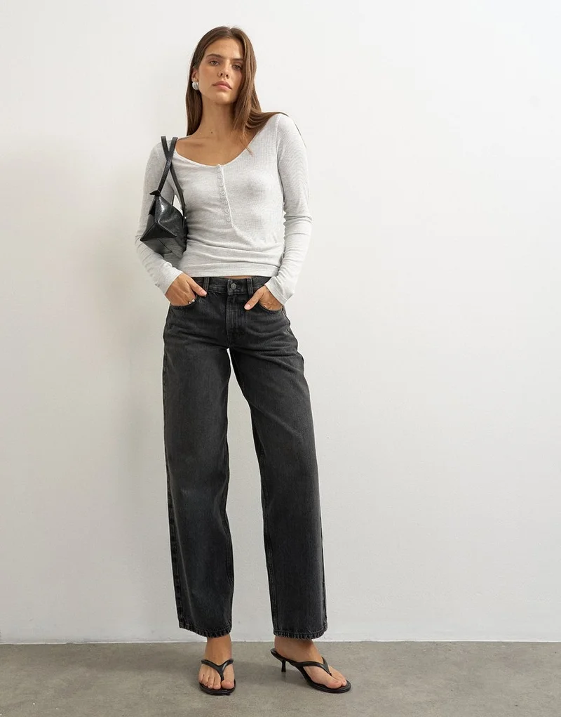 Topshop Low Rise Wide Leg Denim Jeans