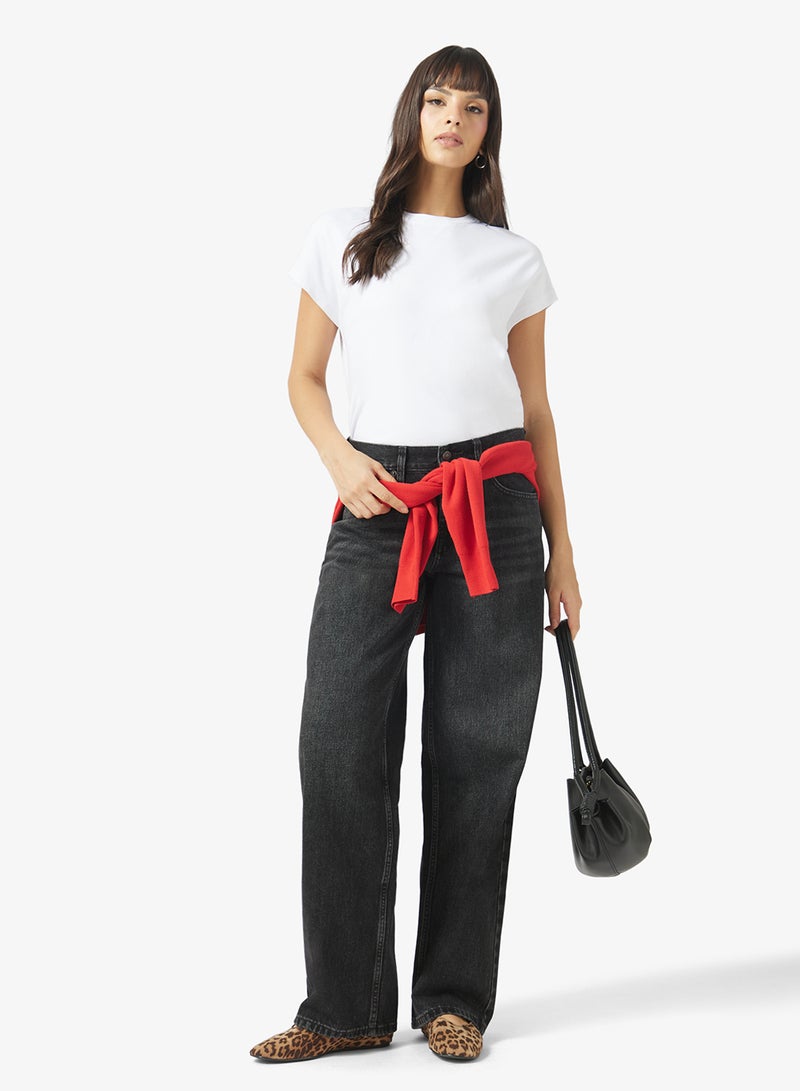 TOPSHOP Low Rise Wide Leg Denim Jeans - Image 2