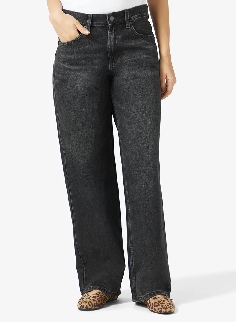 Low Rise Wide Leg Denim Jeans