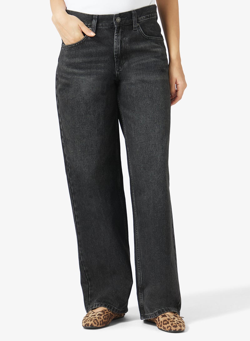 TOPSHOP Low Rise Wide Leg Denim Jeans - Image 1