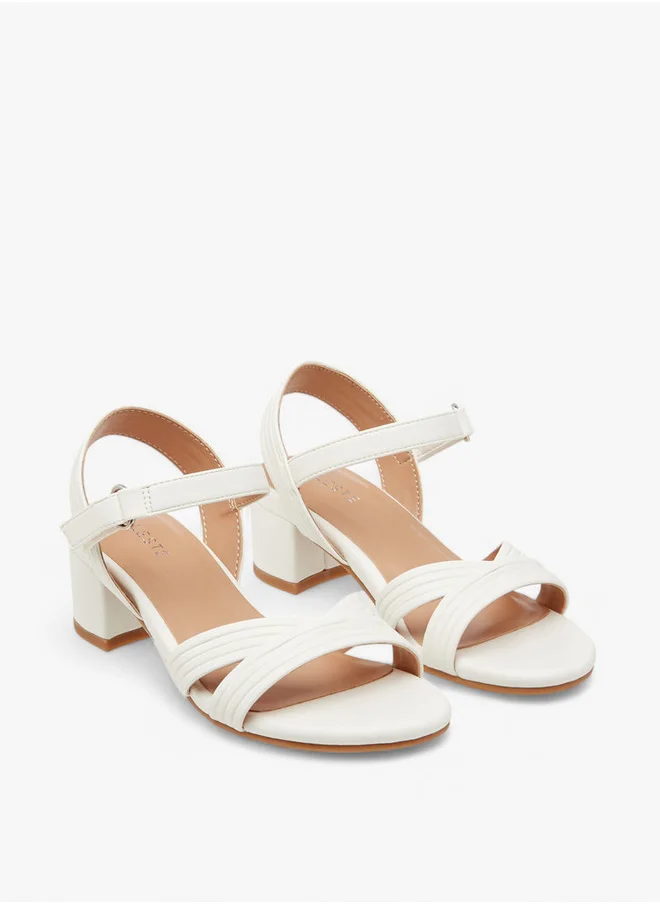 Celeste Girls' Block Heel Sandals with Hook and Loop Closure