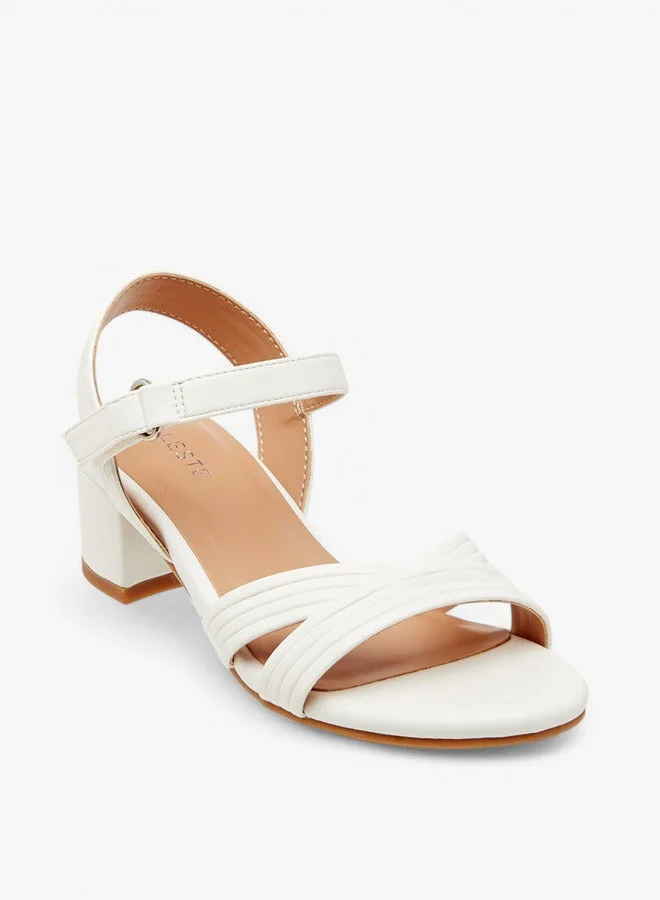 سيليست صنادل بكعب عريض للبنات بإغلاق لاصق