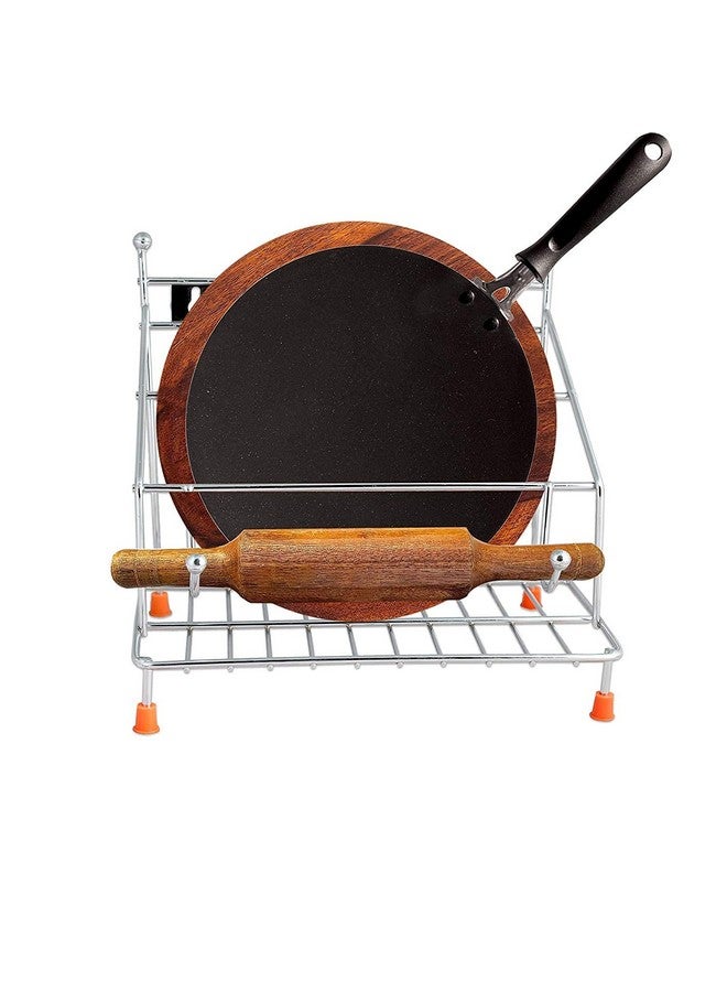 12FOR COLLECTION 2-Tier Stainless Steel Countertop, Tiered Shelf Kitchen Rack And Organizer Spice Rack, Utensil Organizer, Cup Glass Holder With Chakla Stand Space-Saving Storage Solution - Image 1