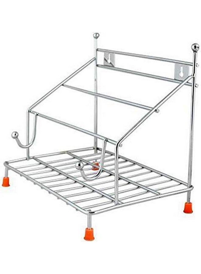 12FOR COLLECTION 2-Tier Stainless Steel Countertop, Tiered Shelf Kitchen Rack And Organizer Spice Rack, Utensil Organizer, Cup Glass Holder With Chakla Stand Space-Saving Storage Solution - Image 5