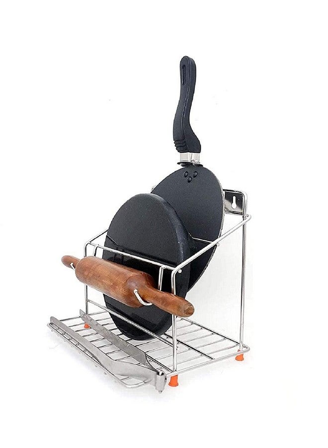 12FOR COLLECTION 2-Tier Stainless Steel Countertop, Tiered Shelf Kitchen Rack And Organizer Spice Rack, Utensil Organizer, Cup Glass Holder With Chakla Stand Space-Saving Storage Solution - Image 2