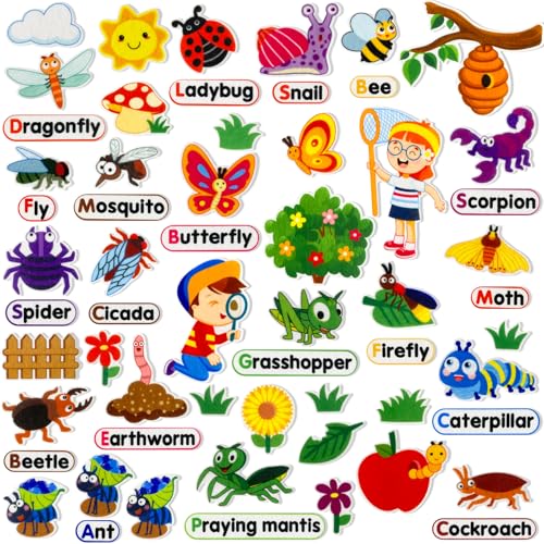 PENGFULL Felt Flannel Board Story Pieces for Toddlers PreschoolKids Interactive Storytelling Teaching Play Kits for Flannel Boardwith Words Felt PiecesInsect Butterfly - Image 1