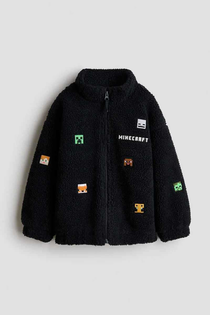 H&M Appliquéd teddy jacket