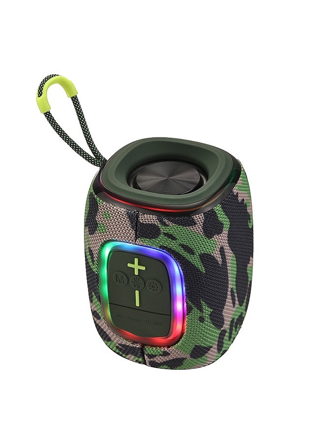 LAWAZIM Waterproof Bluetooth Speaker - 7W Army Green Color With LED Light - Portable Wireless Speaker with Deep Bass, TF/USB/FM/Bluetooth Playback, and USB-C Charging -Ideal for Outdoor and Indoor Use - Image 5