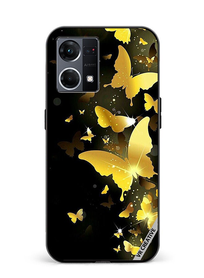 VR CREATIVE Protective Case Cover For Oppo Reno8 4G Yellow Butterflies Flying Design Multicolour - Image 1