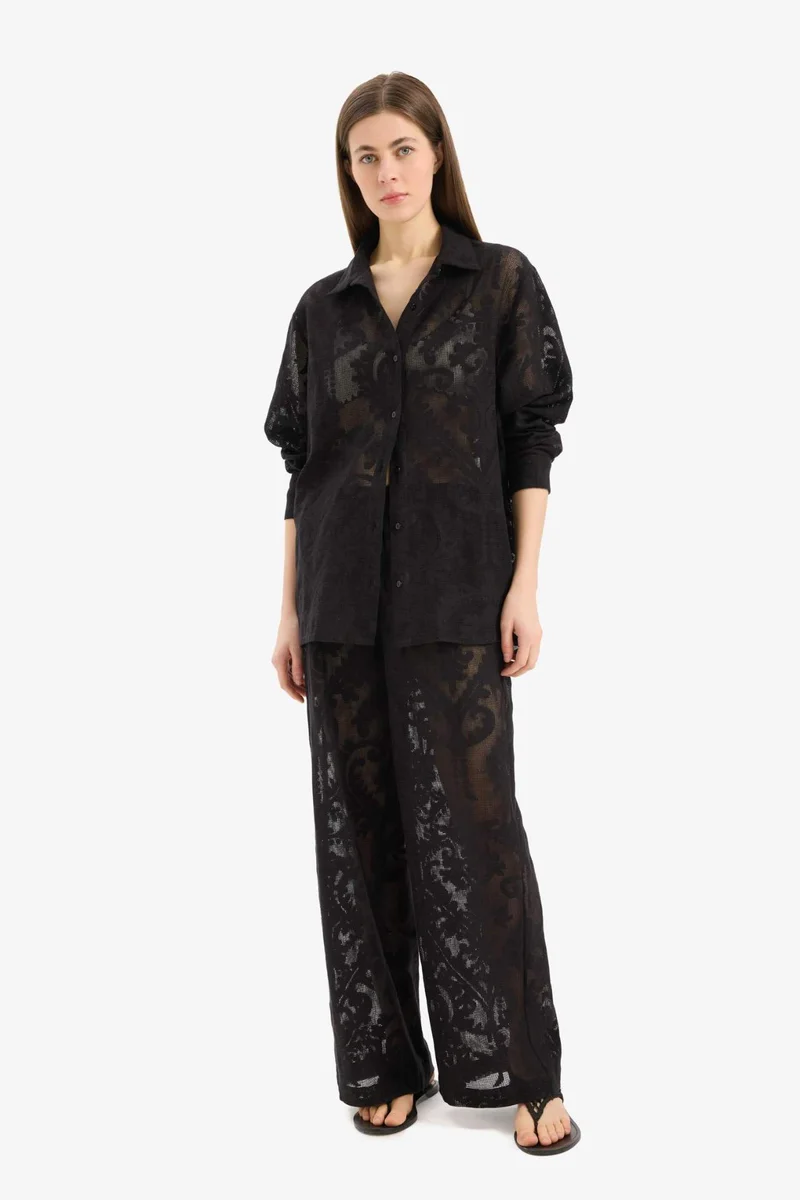 DeFacto Fall in Love Lace Flexible Waist White Trousers