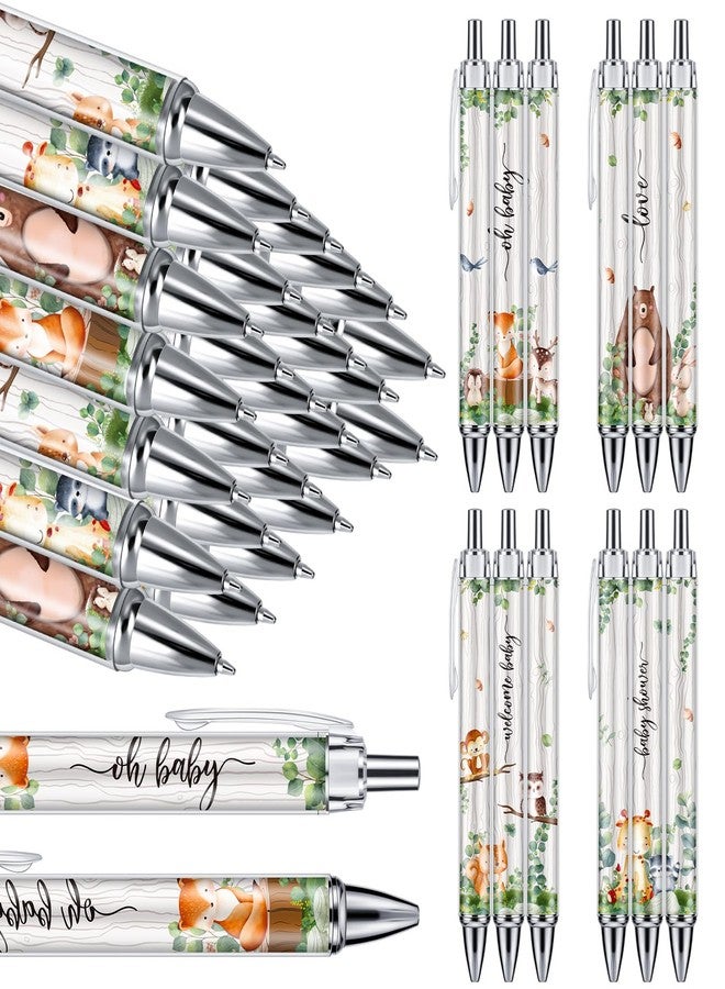 Chuangdi 24 Pcs Woodland Animals Baby Shower Ballpoint Pens Favors Bulk Retractable Ballpoint Pen Black Ink with Gifts for Guests School Supply - Image 1