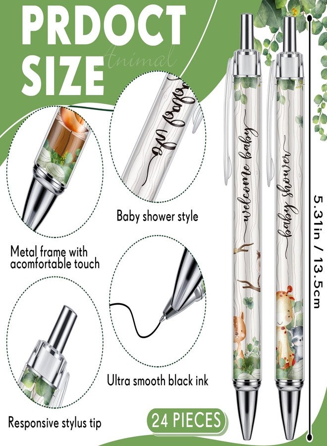 Chuangdi 24 Pcs Woodland Animals Baby Shower Ballpoint Pens Favors Bulk Retractable Ballpoint Pen Black Ink with Gifts for Guests School Supply - Image 2